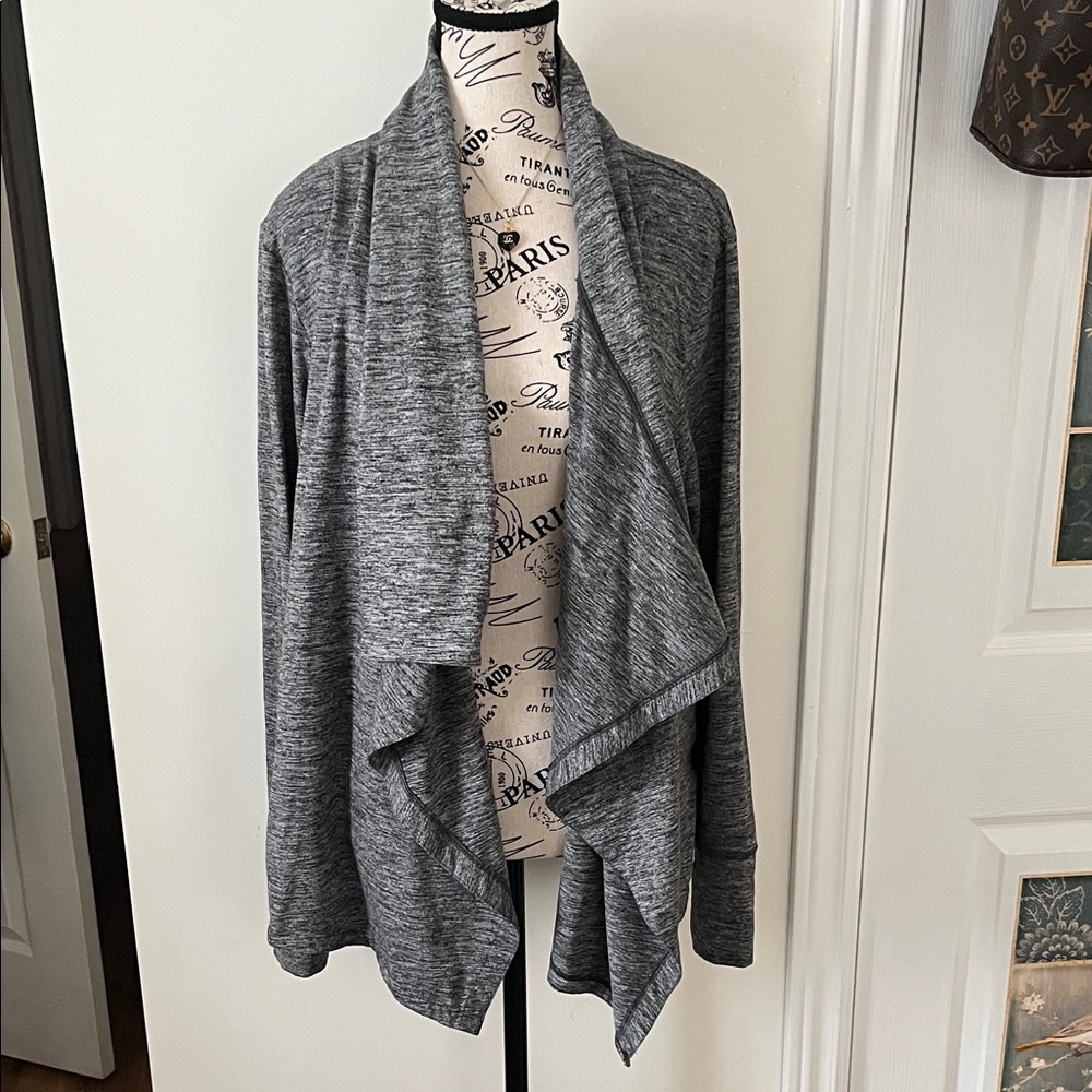😃Nike Women's Heather Gray Draped Open-Front Cardigan
